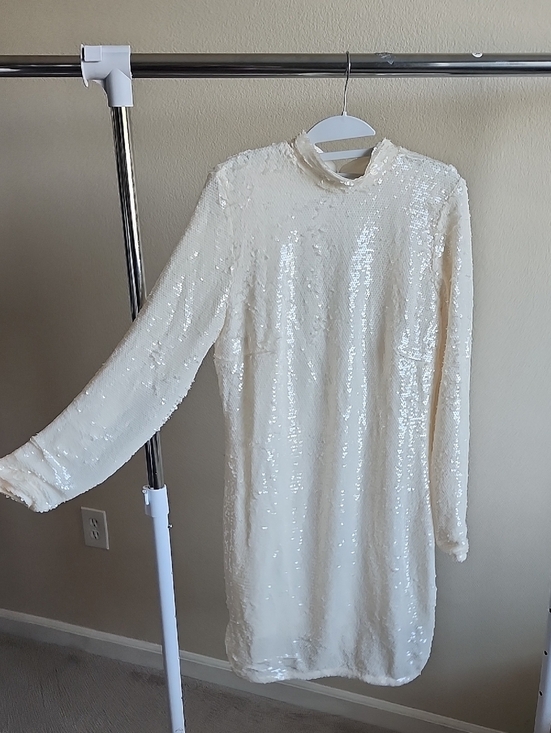 H&M Dresses & Skirts - H&M Ivory Sequin Long Sleeve High-Neck Dress